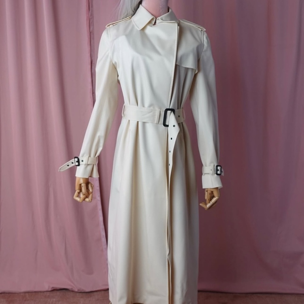 Barneys New York Cream Long Sleeve Trench Dress
